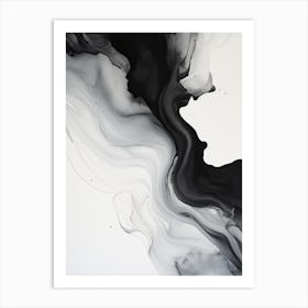 Black And White Flow Asbtract Painting 3 Art Print