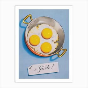 Fried Eggs, Food Art, Kitchen Wall Decor, Vintage Food Poster, French Wall Art Art Print