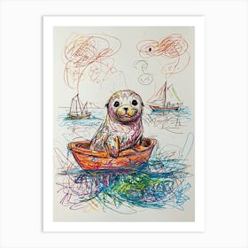 Seal In Boat Art Print