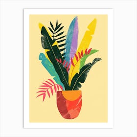 Croton Plant Minimalist Illustration 8 Art Print