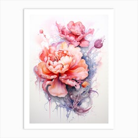 An Abstract Painting Of Peony Flowers Art Print