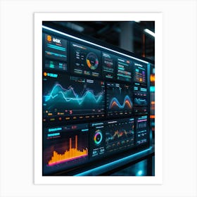 A Digitally Illustrated Dashboard Interface For Advanced Ai Business Management Dashboards Show Met (6) Art Print