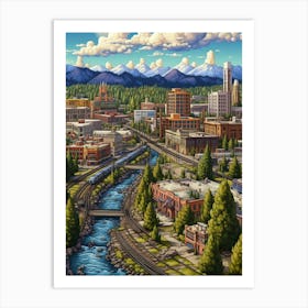 Spokane Washington Pixel Art 9 Art Print