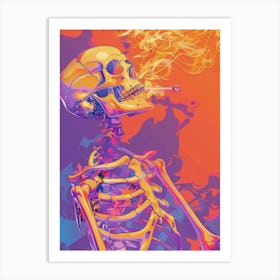 Skeleton Smoking Art Print