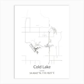 Cold Lake,Canada Minimalist Map Art Print