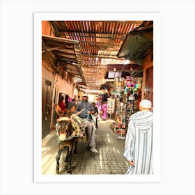 Marrakech Morocco Market With Donkey Cart (Africa Series) Art Print