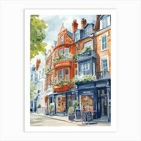 Watercolor London: Victorian Townhouses Art Print