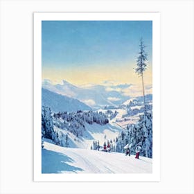 Cortina D'Ampezzo, Italy Vintage Skiing Poster Art Print