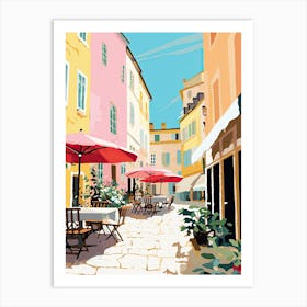 Nice, France, Flat Pastels Tones Illustration 3 Art Print