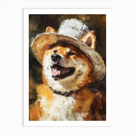 Oil Painting Smiling Shiba Inu 2 Art Print