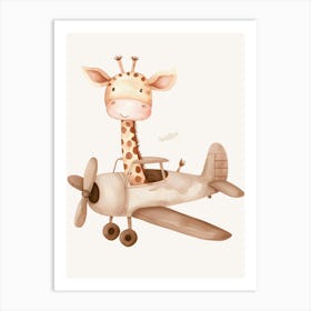 Giraffe In Airplane Kids and Nursery Art Print