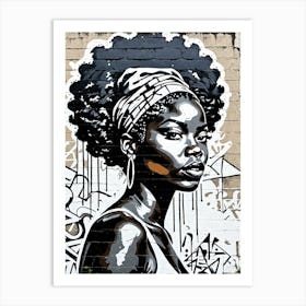 Vintage Graffiti Mural Of Beautiful Black Woman 129 Art Print