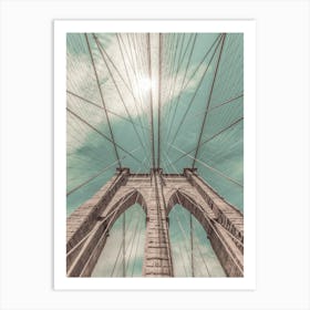 Brooklyn Bridge in Detail Urban Vintage Style Art Print