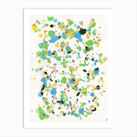 Abstract Modern Art, Splatters Painting with Oil Pastel Color Art Print