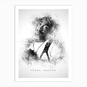 Tupac Shakur Rapper Sketch 1 Art Print