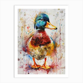 Duck Colourful Watercolour 2 Art Print