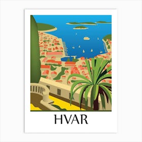 Hvar, Aerial View on the Coast, Croatia Art Print