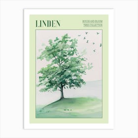 Linden Tree Atmospheric Watercolour Painting 7 Poster Art Print