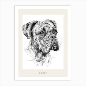 Boxer Dog Line Sketch 1 Poster Art Print