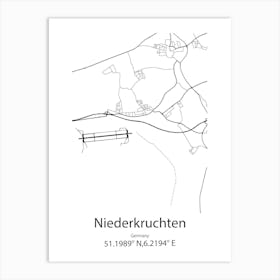 Niederkruchten,Germany Minimalist Map Art Print