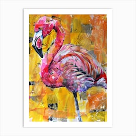 Flamingo Colourful Watercolour 4 Art Print