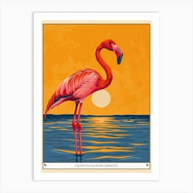 Greater Flamingo Celestun Yucatan Mexico Tropical Illustration 11 Poster Art Print