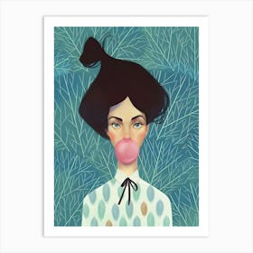 Girl Blowing Bubbles Art Print