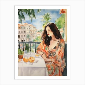 At A Cafe In Nice France 2 Watercolour Art Print