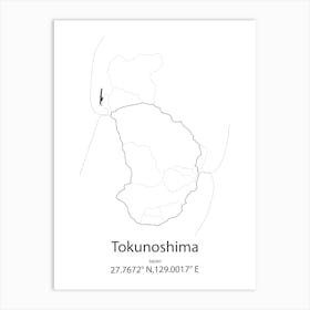 Tokunoshima,Japan Minimalist Map Art Print