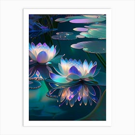 Water Lilies, Waterscape Holographic 3 Art Print