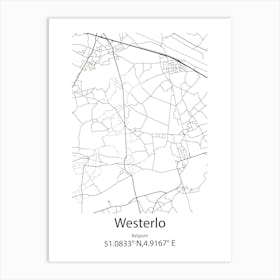 Westerlo,Belgium Minimalist Map Art Print