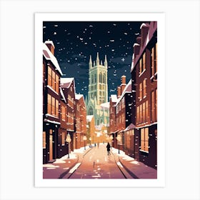 Winter Travel Night Illustration Canterbury United Kingdom 2 Art Print