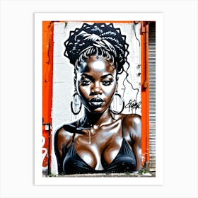 Graffiti Mural Of Beautiful Black Woman 385 Art Print