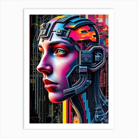 Portrait Of A Futuristic Female Android Creation Art Print