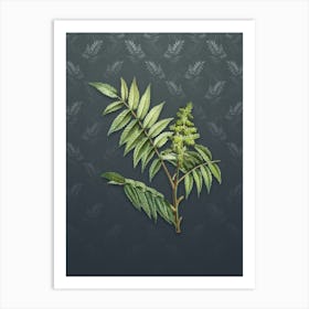 Vintage Staghorn Sumac Botanical on Slate Gray Pattern Art Print