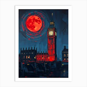 Full Moon Over Big Ben Art Print