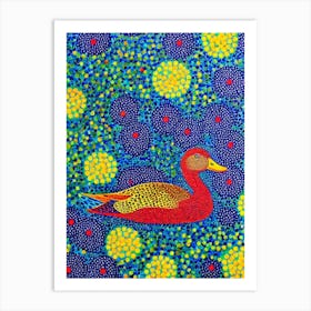 Mallard Duck Yayoi Kusama Style Illustration Bird Art Print