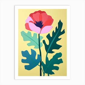 Cut Out Style Flower Art Poppy 4 Art Print