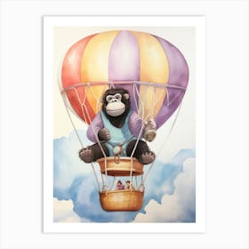 Baby Gorilla 1 In A Hot Air Balloon Art Print