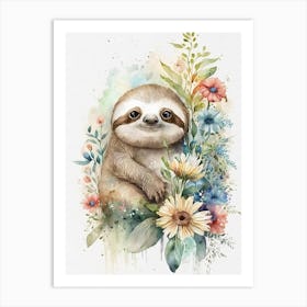 Cute Sloth Watercolor Art Print
