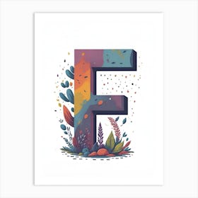 Colorful Letter F Illustration 54 Art Print