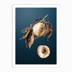 Gold Botanical Peach on Dusk Blue n.3141 Art Print