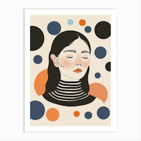 Illustration Of A Woman With Eyes Closed Art Print