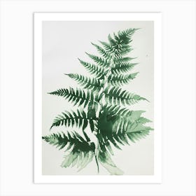 Green Ink Painting Of A Leatherleaf Fern 2 Art Print