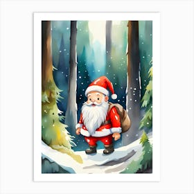 Santa Claus In The Forest Art Print