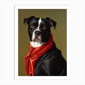 American Staffordshire Terrier Renaissance Portrait Oil Painting Art Print