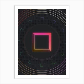 Neon Geometric Glyph in Pink and Yellow Circle Array on Black n.0379 Art Print