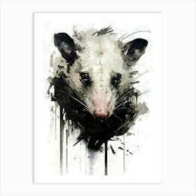 Aesthetic Abstract Watercolor Opossum Art Print