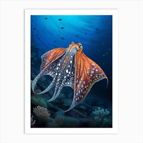 Blanket Octopus Detailed Illustration 10 Art Print