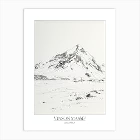 Vinson Massif Antarctica Line Drawing 1 Poster Art Print